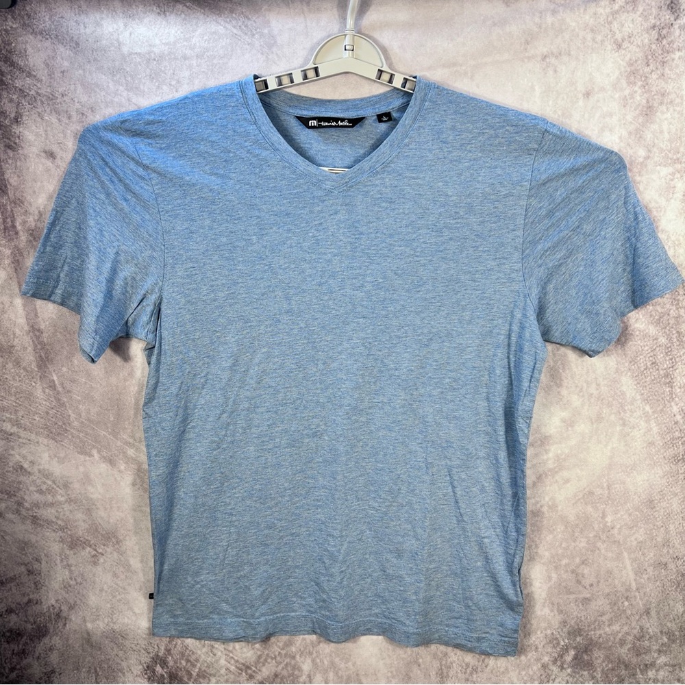 Travis Matthew Shirt Mens Blue Large V Neck Casual Lightweight